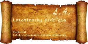 Latosinszky Alícia névjegykártya